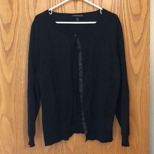 Lane Bryant black cardigan ribbon detail button front size 14/16